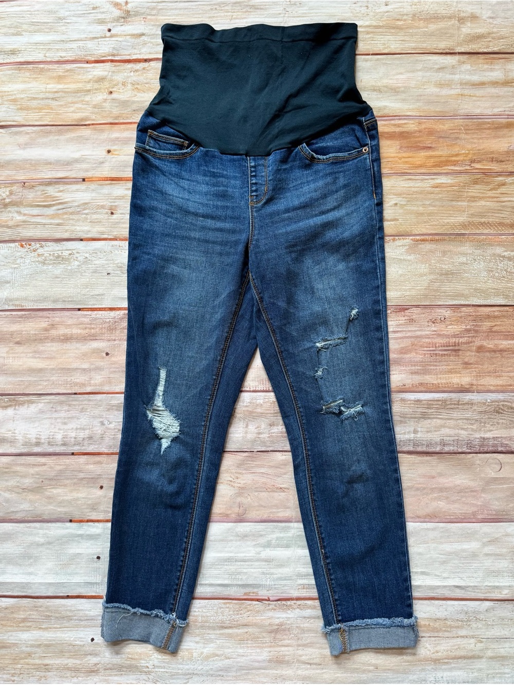 INDIGO POPPY Skinny Distressed Maternity Jeans Sz L